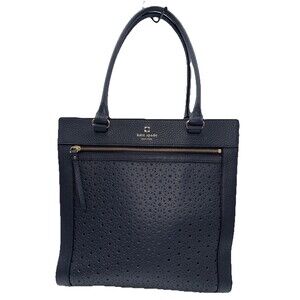 KATE SPADE Large Lynn Perri Lane Bubbles Charcoal Gray Leather Tote Shoulder Bag